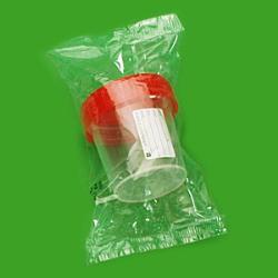 Numune Kabı, Plastik, PP, Hacim 120 ml,Aseptik, Etiketli, Tek Tek Poşetli